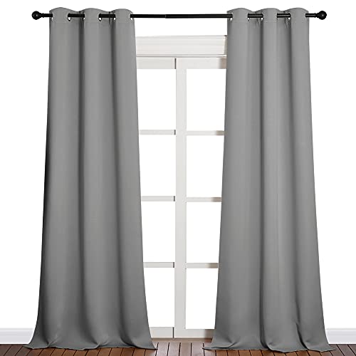 Image of NICETOWN Thermal Insulated Blackout Curtains - Grommet Top Window Treatment Drapes for Hall (2 Panels, W42 x L90 inches, Silver Grey)