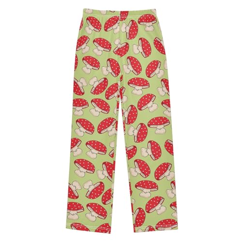 Red Mushrooms Boys Long Pants Soft Trousers Elastic Waist Kids Lounge Bottoms with Pockets S-XL