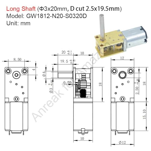 Image of 2Pcs DC 12V 16RPM Φ3x20mm Long Shaft GW1812 N20 Small Worm Gear Motor 3-12V 4-381RPM High Torque Reduction Drive (12-16)