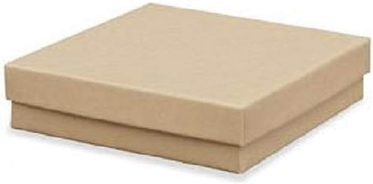 THTC Brown Kraft Square Cardboard Jewelry Gift Boxes 3.5 x 3.5 x 1 Inches-16 Pack