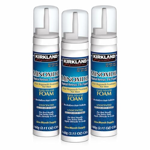 NEW - Kirkland Minoxidil for MEN Hair Growth Treatment Unscented 3 Month Supply Topical Aerosol 5% (Foam) (Compare to Mens Rogaines Active Ingredient)