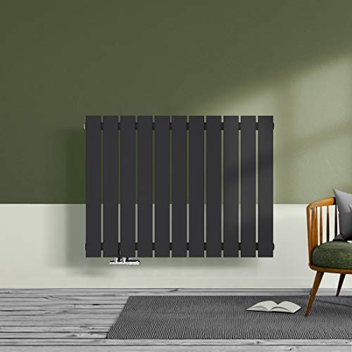 Preisvergleich Produktbild Design Heizkörper Wandheizkörper Flach 630x850mm Designer Heizung Horizontal Einlagig Seitenanschluss 645 Watt - Meykoers Anthrazit