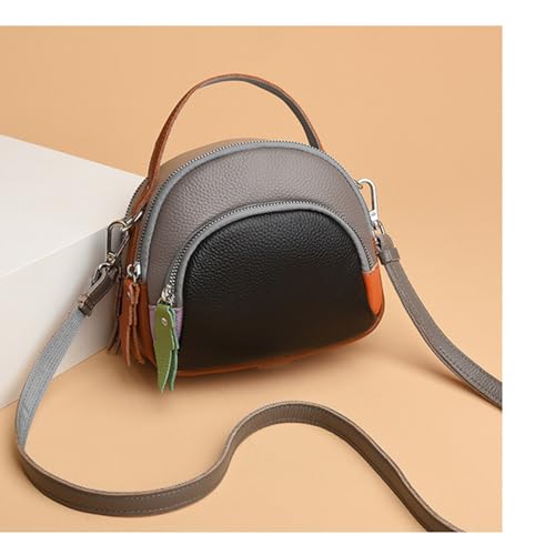 Genuine Leather Shoulder Bags for women,color blocking cowhide crossbody bags,multi layered handbag,Triple Zip Purses3