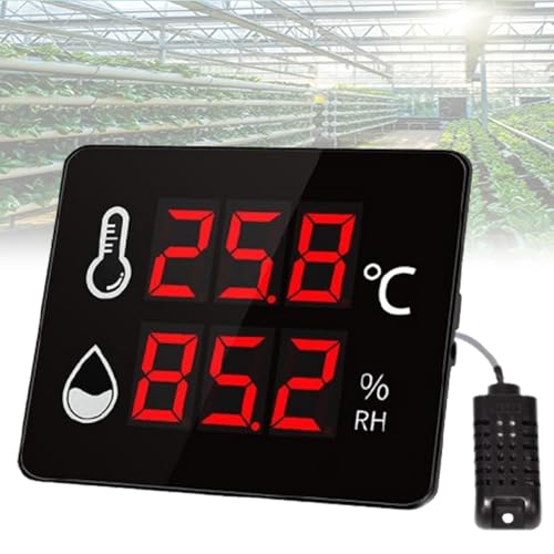 GJLRS Medidor de Temperatura y Humedad, Monitor de Temperatura Ambiente y Humedad, precisión ±0,5 ℃ ±2% HR, Temperatura -40 ℃ - 80 ℃ / Humedad 0-99,99% HR, Tubo Digital LED, para Interiores, hoteles