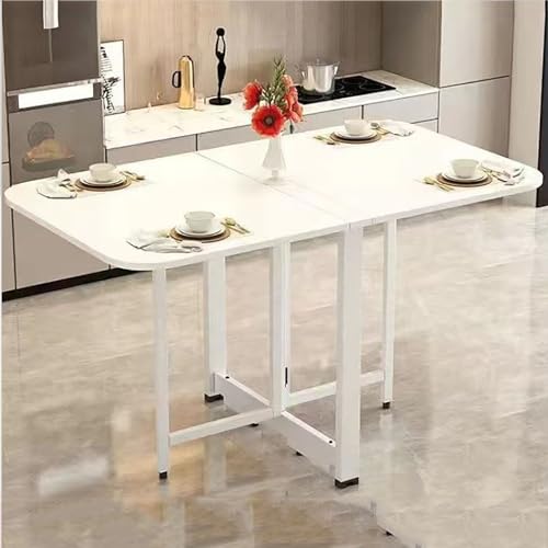Mesa de comedor plegable ultrafina, mesa extensible con marco de metal para trabajo, estudio y comedor, diseño multifuncional que ahorra espacio (color)