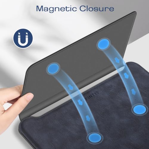 Image of Fintie Sleeve Case for MacBook Neo 13 Inch, MacBook Air 13.6 /13.3 Inch, MacBook Pro 13 Inch, Other Up to 13 inch Laptop Tablet - Slim Bag Cover with Stand, Synthetic Leather, Magnetic Closure, Navy