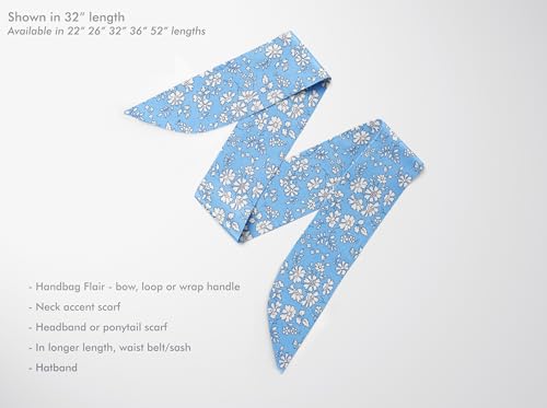 Liberty London Purse, Head, or Neck Scarf - "Capel" Sky Blue Skinny Scarf - Headband, Handbag, Purse Handle - Silky Tana Lawn Cotton2