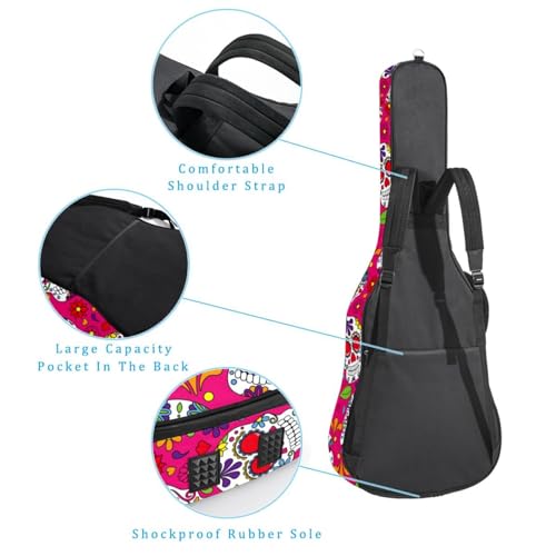 Housse de guitare en tissu Oxford épais rembourré avec boucle de suspension et sangle de cou Motif roses arc-en-ciel sur fond noir 101,6 cm, Multicolore., 42.9×16.9×4.7 in, Sac de transport tendance - Les Beatles, Paul McCartney, John Lennon, RIngo Starr, George Harrison Housse de guitare en tissu Oxford épais rembourré avec boucle de suspension et sangle de cou Motif roses arc-en-ciel sur fond noir 101,6 cm, Multicolore., 42.9x16.9x4.7 in, Sac de transport tendance – Image 4