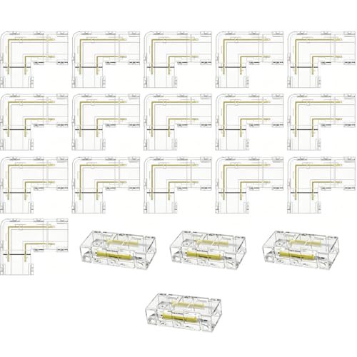 Juego de 20 conectores de tiras LED, 2 pines, 10 mm, en forma de L, para tira de luz COB LED, sin soldadura, conector rápido, transparente, kit de conector para tiras de un solo color a tira