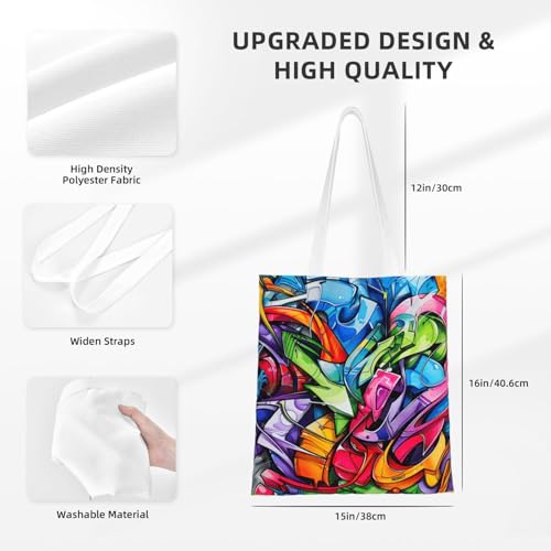 Graffiti Drawing Print Polyester Canvas Tote Bag, Worthy Shopping Bag, Ideal For Present And Daily Errands4