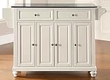 Crosley Furniture KF30004DWH Cambridge Kitchen Island with Solid Black Granite Top, White