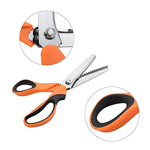 Image of BlueSnail Stainless Steel Pinking Shears Comfort Grip Handled Professional Fabric Crafts Dressmaking Zig Zag Cut Scissors Sewing Scissors (Serrated, Orange)