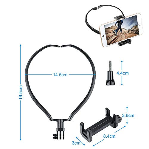 FastSun Neck Holder Lazy Neck Holder Stand Universal Neck Hanging Holder Smart Phone Sport Camera Self-timer Tool Adjustable 4-6 inch Bracket Compatible with iPhone Compatible with Samsung GoPro Black