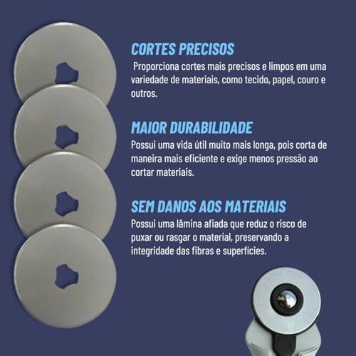 Cortador Rotativo Top Comfort Com Lâmina 45mm Trava de Proteção Círculo + 6 Lâmina Disco 45mm Lanmax