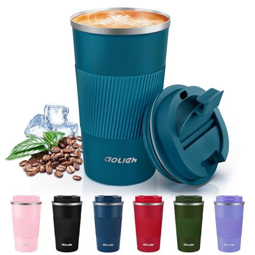 Image of Travel Mug, Insulated Coffee Cup,Double Walled Travel Mug Vacuum Insulation Stainless Steel with Leakproof Lid Eco-Friendly Reusable Cup for Coffee,Tea and Beer
