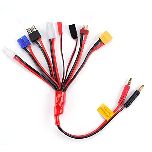 RC Lipo Battery Charger Adapter Connector Splitter Wire 8 in 1 Octopus Convert Cable to 4.0mm Banana...