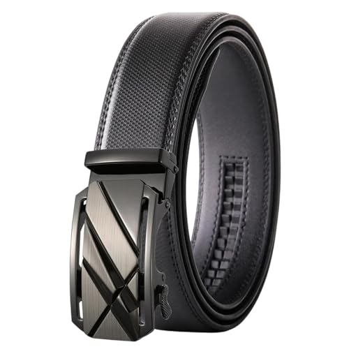 Men Metal Leather Belts Coffee Automatic Buckle Ceinture Belt Adjustable K120s24 130cm