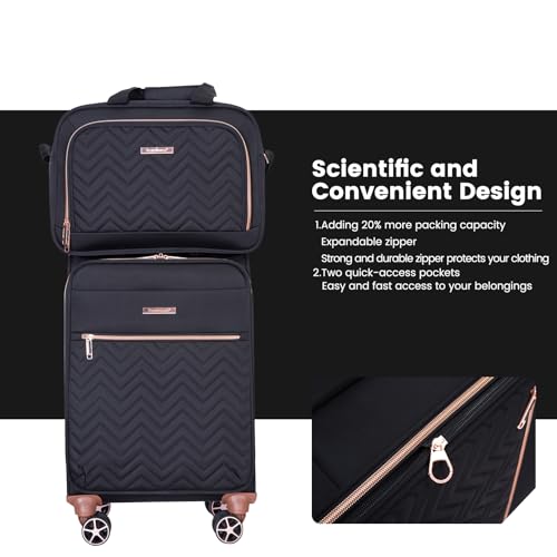 Image of Travelhouse 4-Piece Softside Luggage Set with Spinner Wheels | Lightweight expandable suitcases: 16 inch underseat duffel bag + 20 inch carry-on + 24 inch + 28 inch checked