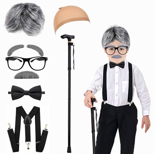 Disfraz completo de abuelo para niños 100 días de escuela miniatura 1