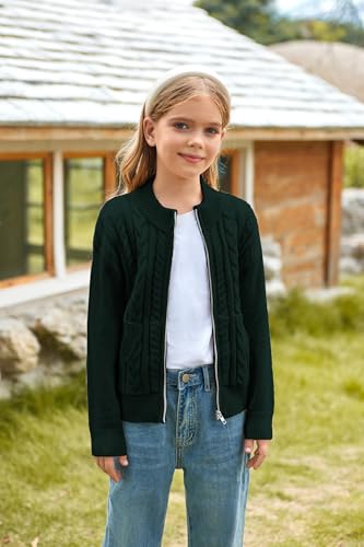 Image of GRACE KARIN Girls Knit Cardigan Sweater Zip Long Sleeve Kids School Uniform Fall Jacket Size 6-14