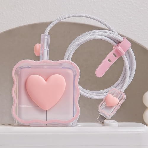 Image of FACTOTECH Case for MacBook & iPad Charger, 29w 30w 35w Charger Case, Travel Cord Organizer, Accessories (for Apple 29w 30w 35w Adapter)-Pink Heart