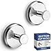 HOME SO Suction Cup Hooks for Shower, Bathroom, Kitchen, Glass Door, Mirror, Tile - Loofah, Towel, Coat, Bath Robe Hook Holder for Hanging up to 15 lbs - Waterproof & Rustproof, Chrome (2-Pack)