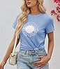 Cicy Bell Women's Sunflower T-Shirts Vintage Short Sleeve Shirt Casual Crew Neck Summer Tees Cute Graphic Tops, Blue, XL #4