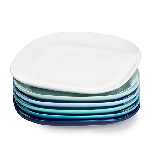 Sweese 153.003 Porcelain Square Dessert Salad Plates - 7.4 Inch - Set of