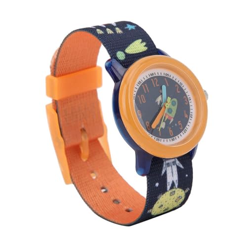 Yinhing Quarzuhr mit Cartoon- Muster für, Armband, Leicht Ablesbares Zifferblatt, Ideal für und Mädchen (Band- Kosmisches Orange)-5