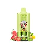 【60000回】電子タバコ 使い捨て WASPE 60000回吸引 ベイプ vape シーシャ 持ち運び 3つの味が1つに ベイプエンジン 本体 人気 水蒸気タバコ 爆煙 禁煙グッズ 禁煙パイポ 禁煙補助に Type-C 充電式 ニコチンなし タール無し (60000回, スイカアイス＆ストロベリーキウイ＆レモンライム)