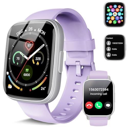 Image of Smart Watch for Men Women, 1.95 inch Touchscreen Fitness Tracker with Bluetooth Calling, Fitness Watch with 110+ Sports Modes /Heart Rate /Sleep Monitor, IP68 Waterproof Smartwatch for Android iOS, Purple