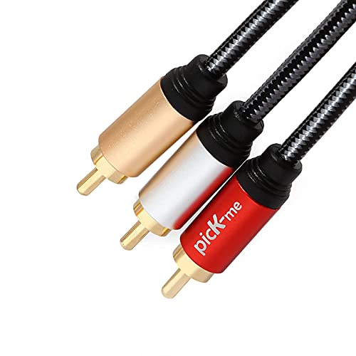 picK-me Cable RCA, 3 RCA Macho a 3 RCA Macho Cable de Audio y Video Estéreo para DVD, Sistemas de Cine en Casa, Consolas de Juegos, Caja de TV (1.8M) Cover