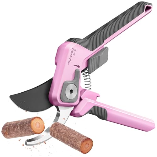 Image of PrunePro Pruning Shears for Gardening Professional Bypass Hand Pruner Up to 1 Inch Cut Capacity Sharp Stainless Steel Blade Garden Scissors Plant Flower Garden Clipper Pink 1 Pack