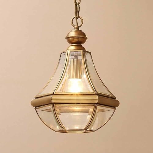TCHAUSGZOZ Lampada A Sospensione retrò in Oro da Incasso con Paralume in Vetro Antico Lanterne Sospese Lampada A Sospensione Antiruggine Impermeabile in Ottone for Corridoio Sala da Pranzo della Cucin