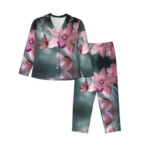 Pyjama 2 pièces à manches longues anti-irritation motif floral délicat