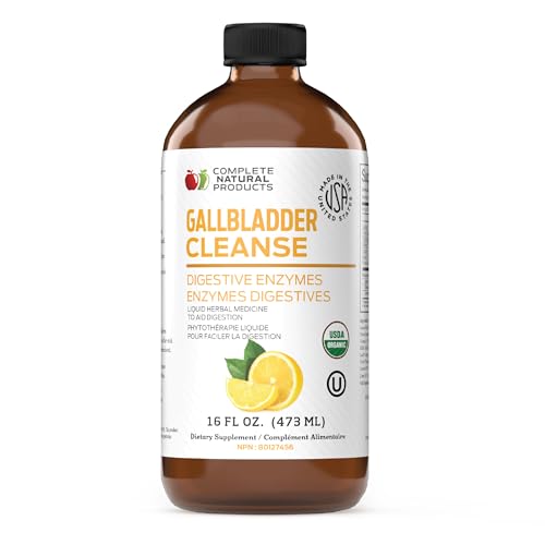 Complete Natural Products Gallbladder Support Liquid 16oz Supplement - Apple Cider Vinegar Formula with Turmeric Beet Milk Thistle Enzymes Digestive Cleanse Aid for Liver Health USA Made Kosher