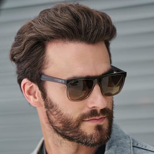 WMP Eyewear - Men's Bold Flat-Top Square Sunglasses, Polarized Lenses, 100% UV Protection, Lightweight & Durable3