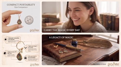 Image of LUV HER Harry Potter Hypoallergenic Earrings for Girls, Stud & Fishhook Drop Sets with Charms One Size Fits All Jewelry for Women Accessories Ages 4+