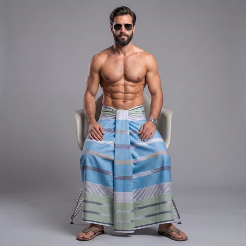 Image of Men's Cotton Lungi | Soft Breathable Wrap Around Lungi | Comfortable Daily & Home Wear for Men