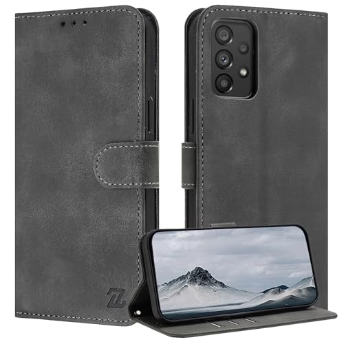ZONNAVI Funda para Samsung Galaxy A53 5G, [Bloqueo RFID] Carcasa de Cuero PU Tapa Libro con Ranura para Tarjeta, Flip Case Billetera Funda para Samsung A53 5G (Gris)