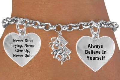 Lonestar Jewellery Comedy & Tragedy Theater Drama Masks Adjustable Charm Bracelet