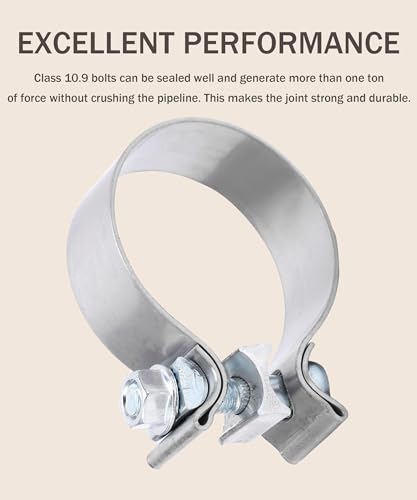 Bylikeho KTLXTJ0001 Exhaust Clamp,1.75 Inch 2 Inch 2.5 Inch 3 Inch 3.5 Inch Stainless Steel Exhaust Clamp,Car Accessories Narrow Band Muffler Clamp,Exhaust Pipe Clamp Butt Joint Narrow Band Exhaust Seal Clam thumb #3