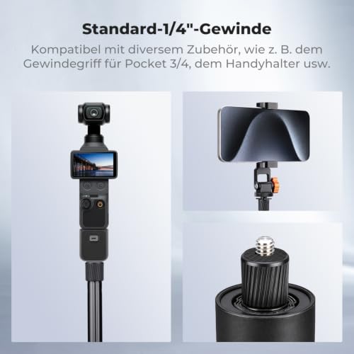 K&F CONCEPT 168 cm Selfie-Stick, 2-in-1Selfie Stick Stativ für Actionkamera – Ansicht 4