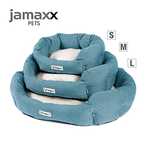 JAMAXX Hunde-Körbchen Bequem Weich, Wendekissen Waschbar Hundekorb Hundebett mit Komfort-Polsterung PDB2089 (L) 90x75 Petrol