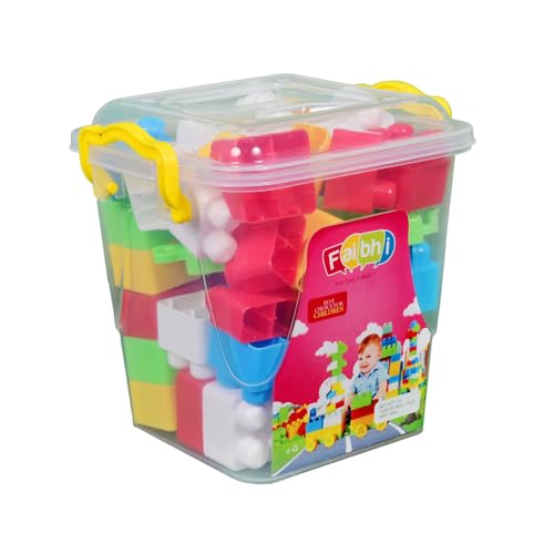 Image of Building Block Set with Storage Container. Fun DIY Toy for Kids |Educational & Creative Learning Toy | Puzzle Assembly Shapes | Durable, Multicolored. (Mega Block, 40, Piece)