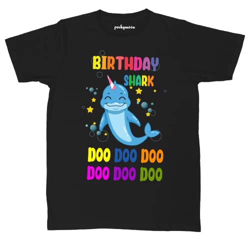 Image of Shark Birthday Theme Cotton T-Shirt for Baby Girl and Baby boy