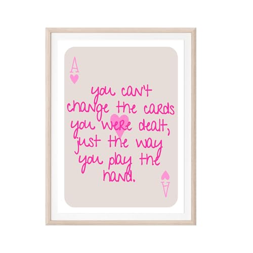 Pink Wall Art Prints Positive Affirmations Ace Card Poster Preppy Girly Wall Decor Cute Girly Pink Watercolor Playing Card For Living Room Home Bedroom College Apartment Wall Decor 12x16in Unframed