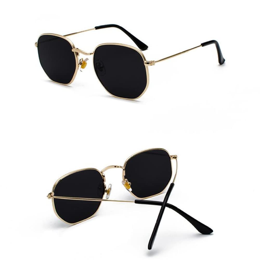 Lunettes de soleil carré polygone en métal style rétro chic - 5