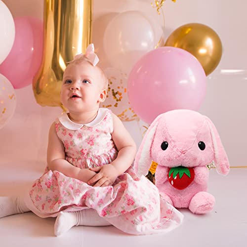 Enhopty Bunny Stuffed Animal Easter Eared Rabbit Plush Cuddly White Bunny Plushie Toy With Carrot Fluffy Kawaii Soft Hugging Sleeping Pillow #TOP6