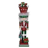 Kurt Adler 18-inch Hollywood Nutcrackers™ Red & Green with Presents Crown Nutcracker